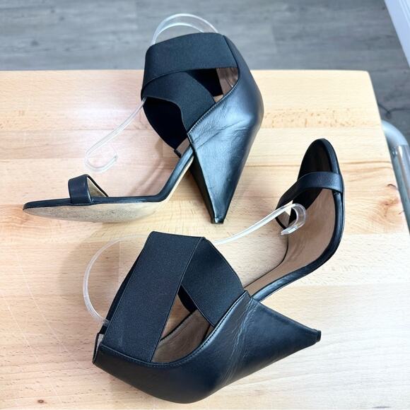 IRO Black Leather Sohak Elastic Strap Cone Heel Sandals 40 - Picture 6 of 7